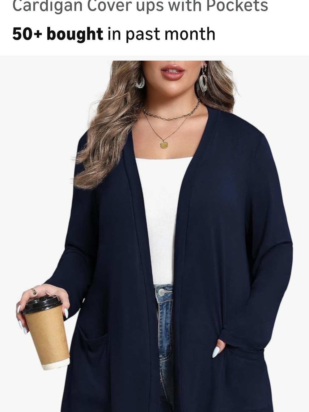 Women's Open Front Pocket Cardigan Sweater - Navy